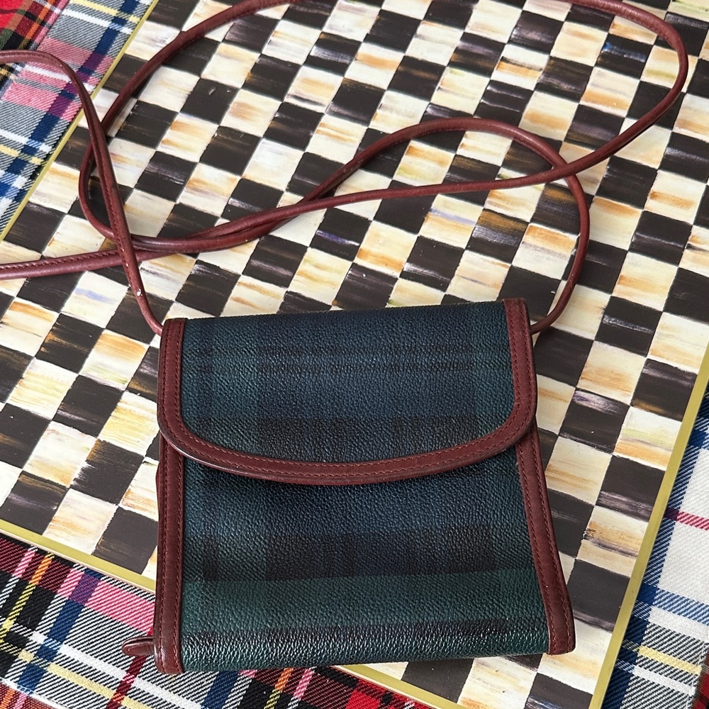 Ralph Lauren vintage black watch plaid sling wallet Crossbody Bag